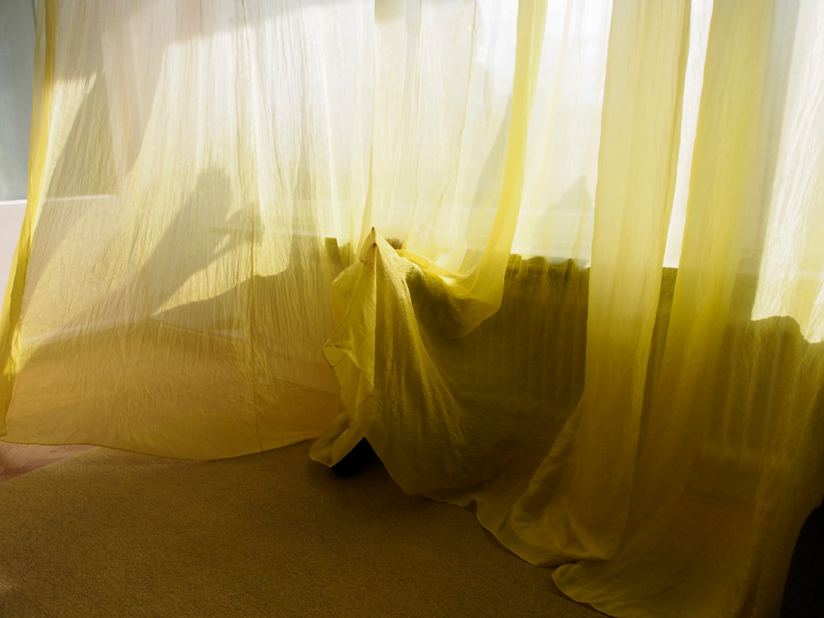 Yellow silk curtain