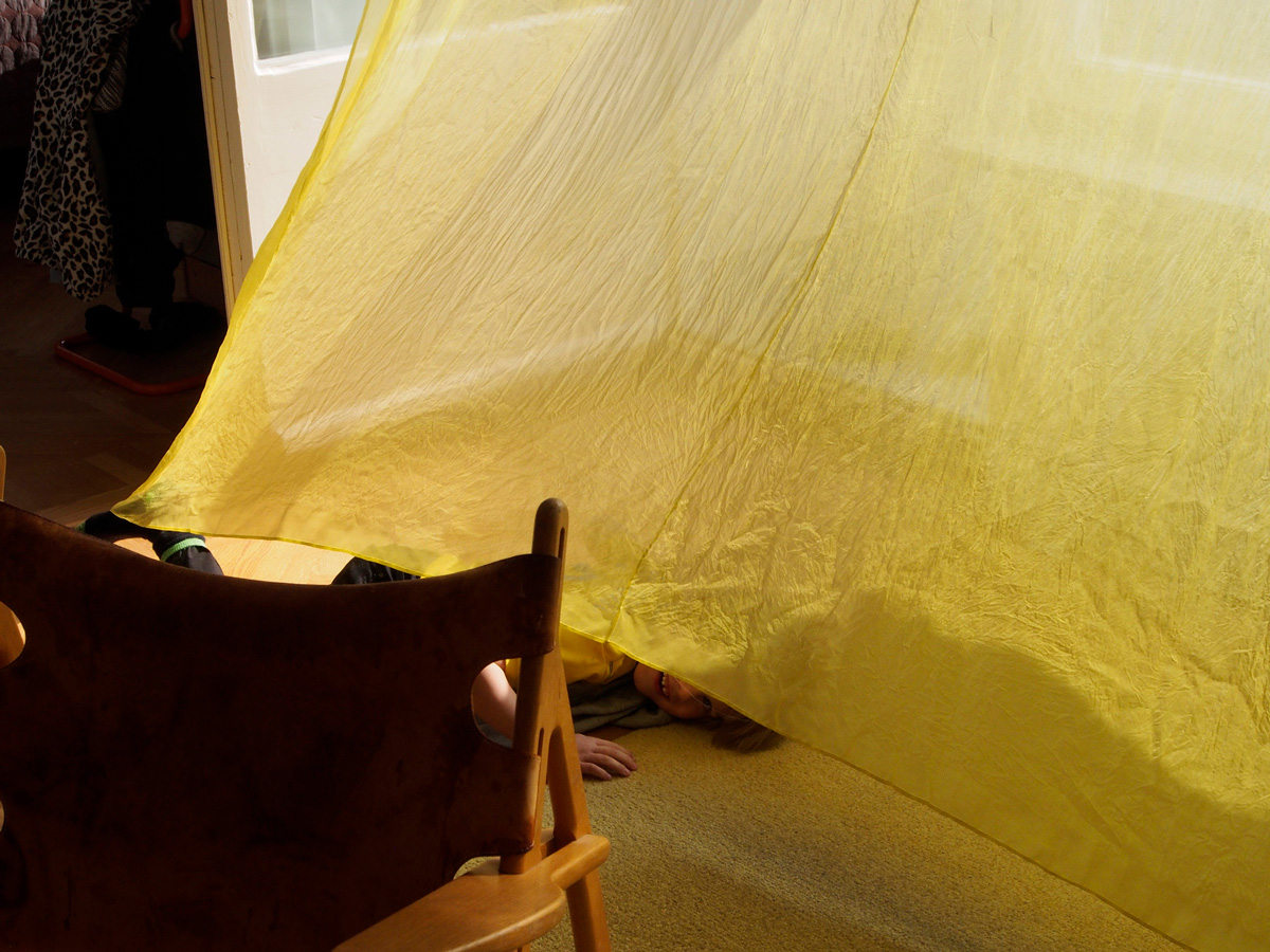 Yellow silk curtain